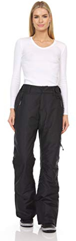 Arctic Quest Women's Snow Ski Pants Water Resistant Softshell Insulated Flare for Snowboarding Hiking Winter Outdoor Pants, Black, Medium Short