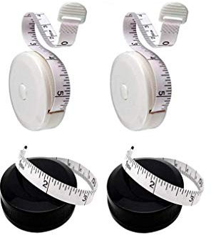 Maßband einziehbare,Double-Scale Maßbänder 4 Stück Flexible Maßband mit Push-Button für Körper Messung Bekleidung Gewichtsverlust 150cm 2 Weiß+2 Noir
