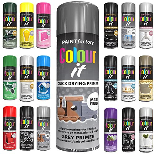 Classic Signature - 1 x All Purpose Grey Primer Aerosol Spray Paint 250ml Quick Drying Spray, Fast Dry and Excellent Coverage for Wood, Metal, Plastic and more