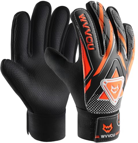WVVOU Gants de gardien de but pour enfants et adolescents, gants de gardien de but de football, double protection, portabilité, super maintien