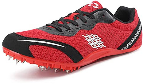 Xinghuanhua Zapatos de Pista y Campo Transpirables de Malla Unisex 8 Picos Zapatos Deportivos Antideslizantes para Jóvenes Picos de Encaje y Sprint para Niños y Niñas
