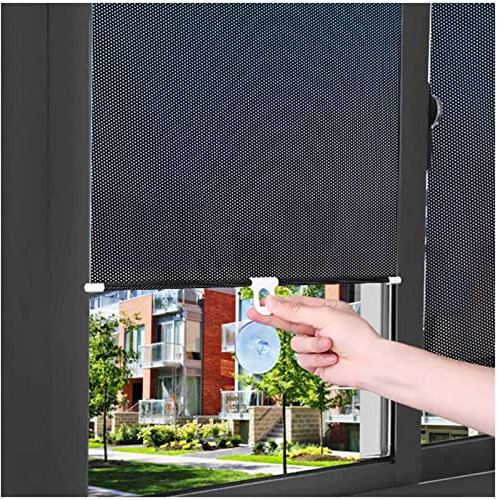 Sonakia Verdunklungsrollo Ohne Bohren, Einziehbarer Balkon-sonnenschutzrollo, Fensterrollo Mit Saugnapf, Seitenzugrollo (schwarz, 40x60/50x125cm),58x125cm/23 * 49in