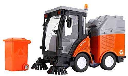 Lodokdre Street Sweeper with Light & - Friction Wheels, Removable Garbage Can & Rotating Brushes - Duty Plastic Cleaning Vehicle Toy & Children