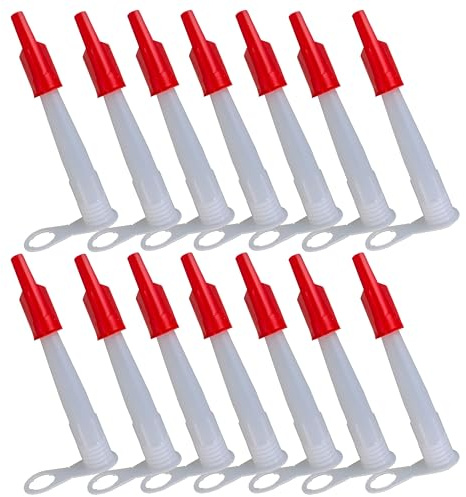 ANZHUO 12 pcs Plastic Caulking Gun extender Caulk Nozzle,with red cover | each with a red coverCan protect the remaining glass glue from solidifying easily Used for Caulking Gun