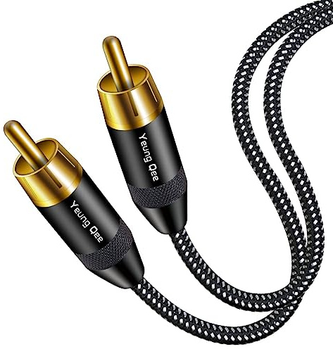 Yeung Qee Câble coaxial audio numérique RCA 5 m tressé RCA mâle vers mâle 5.1 SPDIF Câble audio stéréo numérique RCA vidéo pour Home Cinéma, HDTV, caisson de basses, systèmes Hi-Fi
