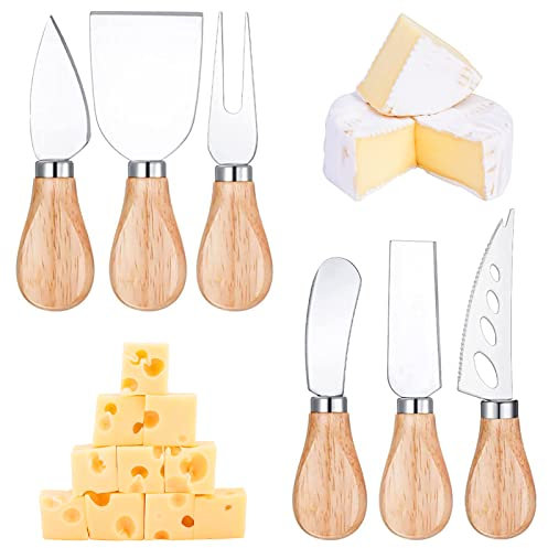 PNOOFR Coltelli per Formaggio Spatola da Formaggio Set di Coltelli da Formaggio Legno Set di 6 Pezzi Formaggi Coltelli Forchetta per Formaggi a Pasta Molle, Semicircolare e a Pasta Dura o Burro