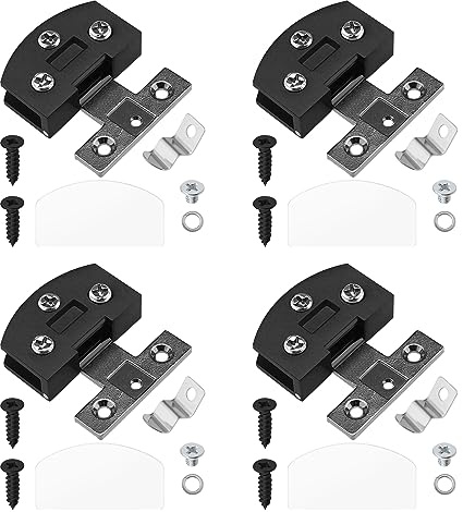 ECSiNG 4pcs Charnières en Verre Charnières de Porte d'armoire en Verre en Alliage de Zinc Charnières de Porte Charnières de Vitrine Accessoires pour Meubles Étagères Armoires, Noir