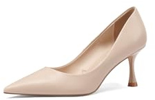 QUEEN HELENA Décolleté con Tacco Basso Scarpe Eleganti a Punta Chiusa Donna K3293 (Nude Pu, 39)