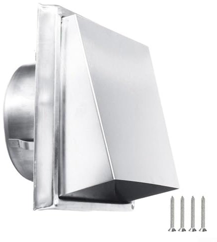 RANRAO Quadratische Abluftventilator-Abdeckung, aus Edelstahl, abgedeckt, externer quadratischer Luftkanal, Netzabdeckung, Wandabluftgitter für Badezimmer/Küche (150 mm), W654UYSMY545H3SUC366UDY1
