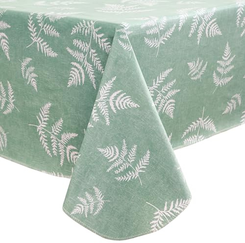 HRNJJYP Heavy Duty Vinyl Tablecloth with Flannel Backing Waterproof Oil-Proof Plastic Table Cloth Stain-Resistant Wipeable Rectangle or Square Table Cover for Dining, Camping (Mimosa, 60X84 Inch)
