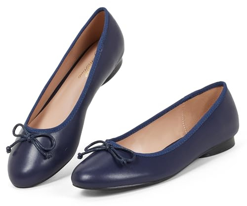 GENSHUO Bailarinas para Mujer, Zapatos Planos Sin Cordones con Cabeza Redonda, Estilo Básico Clásico con Decoración De Lazo, Zapatos Casuales Cómodos