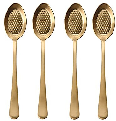 cuillère Cuillère de café créatif cuillère en acier inoxydable en acier inoxydable plaqué or, cuillères d'agitation de glace, cuillère en yogourt poignée courte (doré / 4 pièces) cuillère à soupe (Co