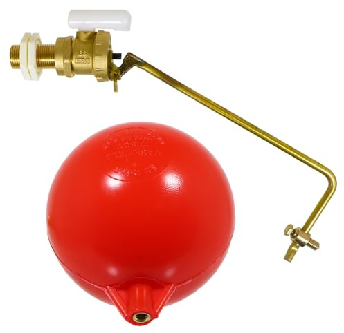 SPARES2GO 1/2 Part 2 Valve Low Pressure Side Entry Toilet Cistern Ballcock + 6 Ball Float Kit