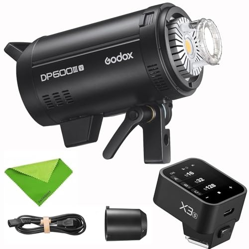Godox DP600III Flash stroboscopico da studio da 600 W con trigger X3-S GN106 0,1-1 S Tempo di riciclo, durata flash 1/2000-1/800 s, sistema 2,4 G X CCT 5600 ± 200 K Bowens Mount Monolight (DP600III-V)