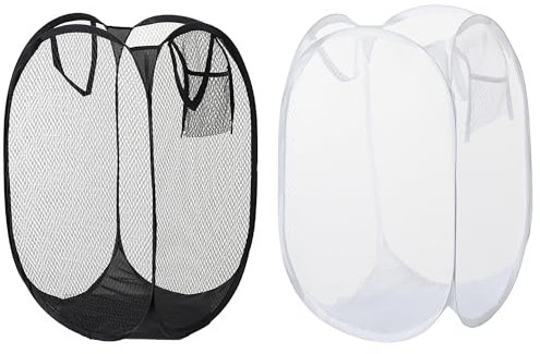 Lot de 2 paniers à linge pop-up avec anse - Grand panier à linge pliable - Sac à linge pliable flexible - Camping - Panier à linge pliable - Panier à linge pliable - Respirant