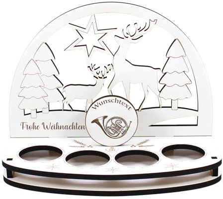 Dekolando Deko Schwibbogen Teelichthalter Jagdhorn Personalisiert Weihnachten Weihnachtsdekoration Adventskranz Lichterbogen Kerzenbogen Schmuckbogen Adventslicht