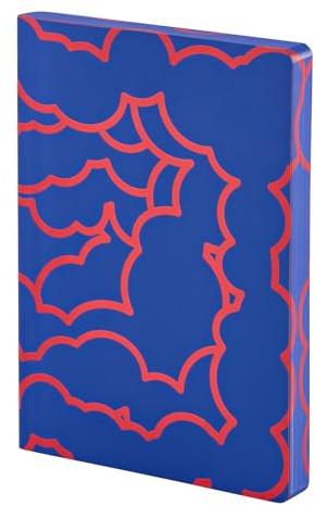 Nuuna Notizbuch A5+ Graphic L - Heaven, Leder blau | Dotted Journal | 3.5 mm Punktraster Grau | 256 nummerierte Seiten | 120 g Premium-Papier | made in Germany
