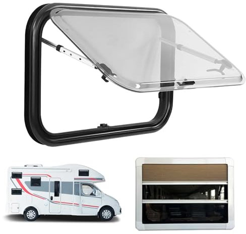 ELIKBH Fenêtres pour camping-car Lanterneau camping car avec écran et Pare-Soleil Fenêtre Basculante pour Camping-Car en Verre Acrylique Double Couche Fenêtre Latérale De Caravane Fenêtre à Charnière