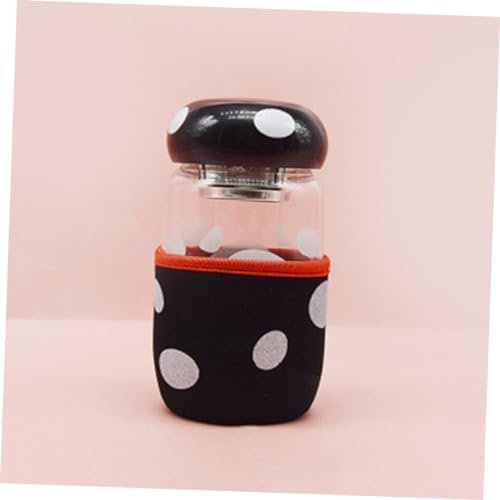 Amosfun Portable Glass Cup Tea Bottle Tea Strainer and Cup Cover for Travel and Home Use Black