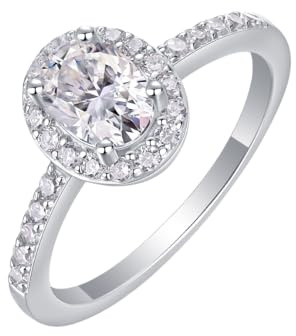 LOEXZAH Moissanite Ehering für Damen, 1 Karat Diamant, Verlobungsring, 18 Karat Weißgold, 925er Sterlingsilber, Moissanit-Ringe, Damen-Diamantringe, Damen-Jubiläumsringe, Steine, Moissanit