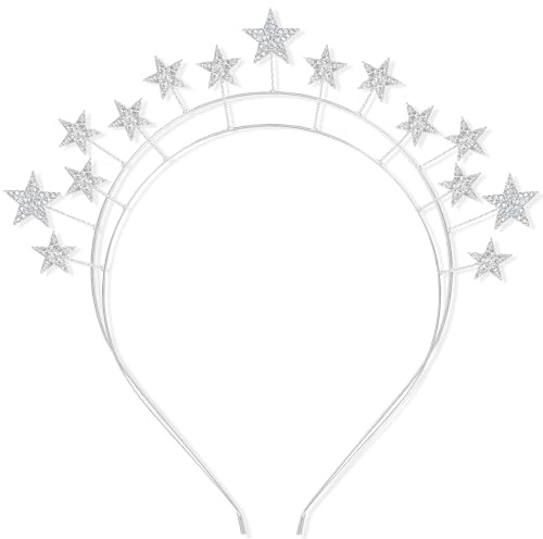 Haarreif Sterne Silber, Haarreif Sternen Damen, Glitzer Haarbänder, Stern Haarschmuck, Karneval Haarreif, Geburtstagsfeier Haarband, Sternen Accessoires für Mädchen