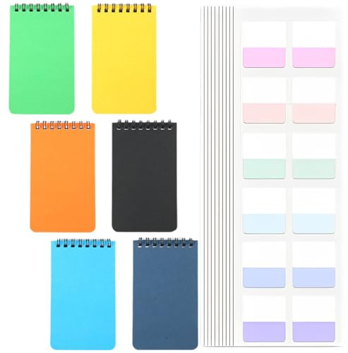 WOXJENA 6 Pcs Bolsillos Pequeños Libreta, Mini Cuaderno A7, Bloc de Notas Colores para Apuntes Sobre Marcha y Aprendizaje de Materias Escolares
