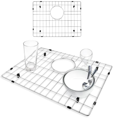 THE LINKING POINT Durable and Versatile Kitchen Sink Grid 19x14 - Kitchen Sink Grid for Bottom of Sink to Save Space, in Sink Dish Drying Rack