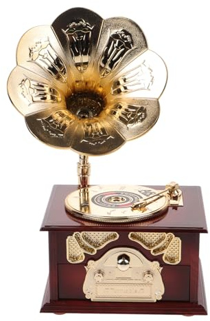 Alipis Retro Gramophone Music Box Wind-up Desktop Decor for Birthday Vintage Style Home Centerpiece Lovely Music Box Decoration for Table Display