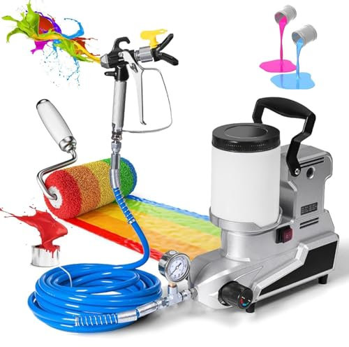 hKjPlvf Pulverizador de Pintura Sin Aire de 1600W, Máquina de Pulverización de Pintura de Alta Presión de 2L con Manguera De 5 M, Pistola Pulverizadora De Pared con Pulverizador Sin Aire De 2,5 L/Min