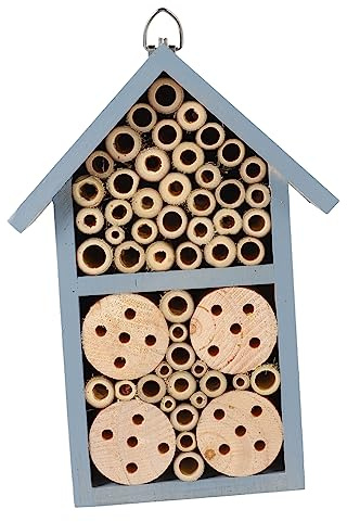 BESPORTBLE Insektenhaus Für Garten Aus Holz Dekoratives Bienenhaus Hängezimmer Für Marienkäfer Freistehendes Haus Mit Schmiedeeisernen Haken Als Winterquartier