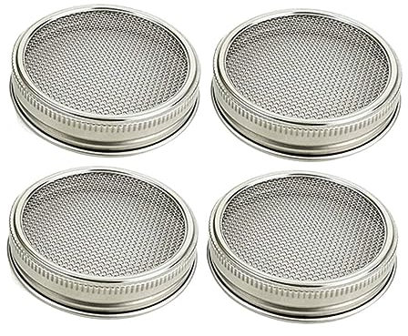 DECHOUS 4pcs Germination Jar Lid Stainless Steel Mesh Lid Portable Sprouting Caps Household Filter Mesh Sprouting Accessory for Beginners