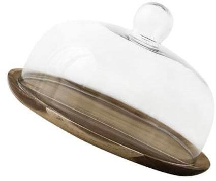 DKRAHRJJ Wood Cake Stand with Lid Cake Plate Server Platter with Domes Dome Cover Cupcake Display Plate with Lid Cake Holder/Wood