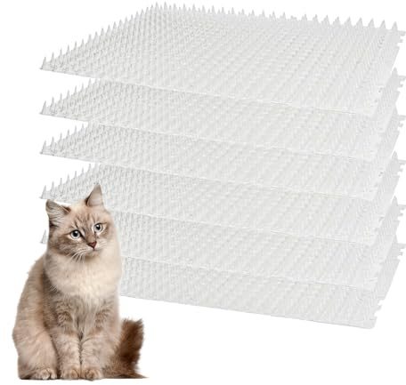 6 Stück Dornengitter Gegen Katzen, Katzenabwehrmatten für Garten, 42x34cm Katzenschreck Gitter Anti Katzen Matte, Tierbarriere mit Spikes, Katzenabwehr Matte für Hunde, Katzen, Wildtiere (Weiß)