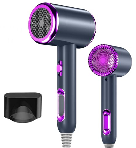 Anluomania Asciugacapelli Professionale, 2000W Potente Phon Capelli Ioni Negativi, Asciugacapelli Silenzioso, 3 Impostazioni Temperatura, Asciugatura Rapida,1 Ugelli, Phon Ionico per Viaggio, Famiglia