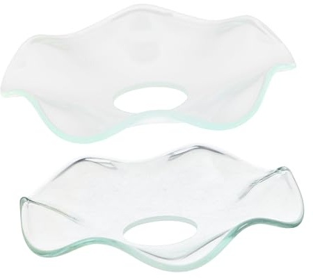 DONFAMDS Wachstropfauffangschale aus Glas 2 Stück für Spitzkerzen, Fluted | Klares Design, Dekorativ für Räume und Büros, Schützt Oberflächen vor Wachs, Pflegeleicht