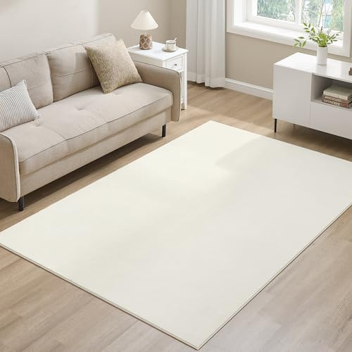 SONGMICS Alfombra, 160 x 230 cm, Alfombra Antideslizante, Decoración del Hogar, para Salón, Dormitorio, Lavable a Máquina, Estilo Moderno, Blanco Crema TAR013WZ02