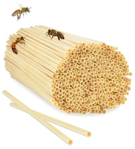 YUZHEDM 500 Stück Nisthülsen für Wildbienen, Insektenhotel Füllmaterial, Wildbienen Nisthilfe, Insektenhotel Bausatz, Füllmaterial, Bienenhotel 14,5cm Lang Durchmesser 3-5 mm