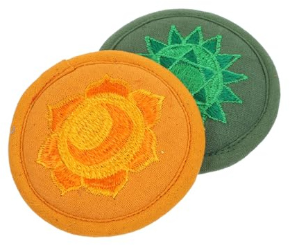 FRCOLOR Buddhistische Klangschalenmatten Abgerundete Schüsselunterlagen 2 Stück aus Baumwollstoff mit Starkem Buddhistischem Symbol Leicht und Kompakt für Klangschalen