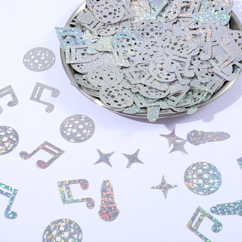 Shimmeroo 300 Pcs Disco Ball Confetti, Holographic Glitter Shapes for Party Decorations, 70s 80s Groovy Hippie Table Scatter for Birthday Music Festival Disco Themed Party Supplies