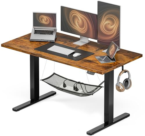 Acrolix Electric Standing Desk, Height Adjustable Home Office Desk with Memory Presets & Cable Management,Rustic Brown Sit Stand Desk for Work from Home, Ergonomic Computer Desk (48 x 24)
