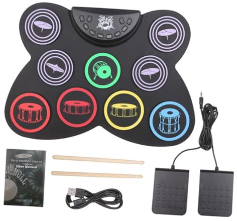 Toddmomy Elektronisches Aufrollbares Schlagzeug Set aus Silikon Leichtes Tragbares Übungsinstrument für Anfänger und Erwachsene USB und Batteriebetrieb Perfektes für Jugendliche