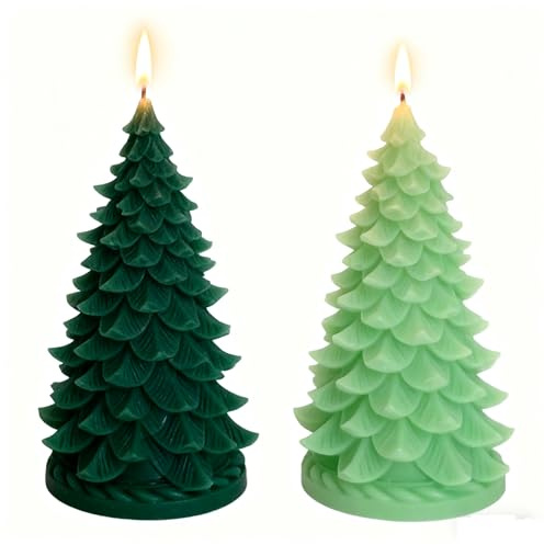 2Pcs Christmas Tree Shaped Candles Christmas Scented Candle Gift Soy Wax Candle for Xmas Candles Table Centerpieces Xmas Home Decoration Party Gifts