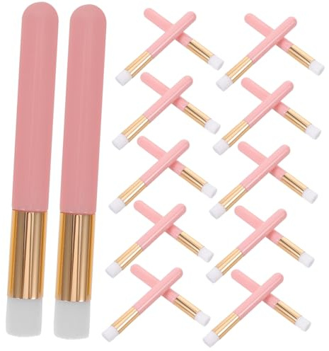 Pennello Multifunzione a Testa Rotonda 30 Pezzi Rosa | Nylon e Plastica, Applicazione Precisa e Formato Portatile, per Ciglia e Pori del Naso