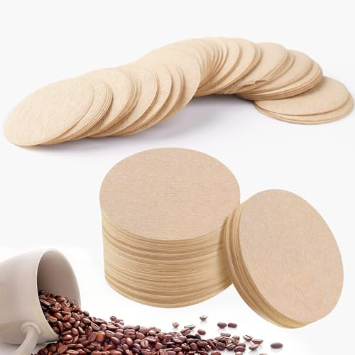500Pcs Coffee Filter Papers Unbleached Coffee Filters for Aeropress,64mm/2.5 Filter Coffee Papers,Natural Paper Round Coffee Filter Papers Replacement for Aeropress Filters Espresso Makers