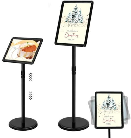 Aufsteller, Plakatständer Höhenverstellbar 70-120cm Aluminium DIN A3 Aufsteller 42x29,7cm Infostände mit Sicherheitsecke für Menüs Poster für Hotels, Einkaufszentren, Obstläden, Konditoreien, Cafés