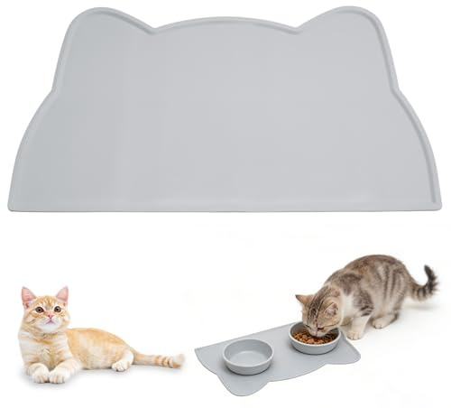 Tapis Gamelle Chat Chiens, 46 x 25 cmTapis Chat Gamelles, Tapis pour Gamelle Chien Chats, Tapi de Nourriture de Alimentation, Tapi de Bol Antidérapant Imperméable en Silicone pour Chien Chats, Vert