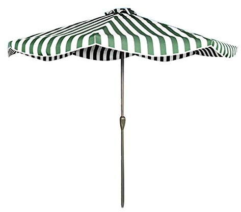 QYYZTQY Ombrellone Piedi/2,7 m Ombrello Tavolo Giardino a Righe alla con manovella Esterni, per ombrelloni da Patio/Spiaggia/Piscina, UV50+, Anti-Pioggia Leggera, 8 Stecche, Ferro (Verde e S