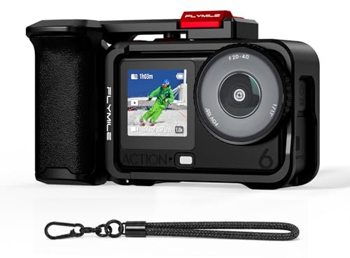 BRDRC Grip Kit for DJI Action 6 with Cage, Handle Holder Bundle Expansion Mount with Shutter Button, Quick Release, Cold Shoe Accessories