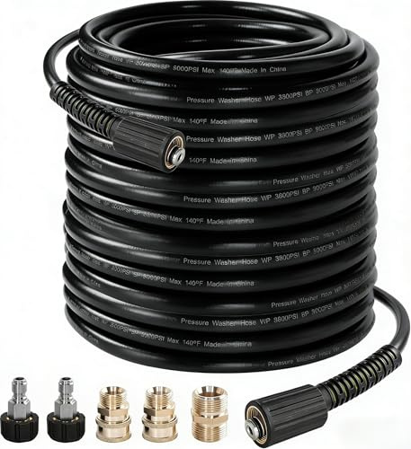 Hochdruckreiniger-Schlauch 50 FT, 3600 PSI Flexibler, knickfester Ersatzschlauch für Hochdruckreiniger, 1/4 Schnellkupplung-Druckschlauchverlängerung, grün