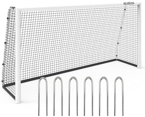 HELIORUSH Fussballtor 180/240/300 für Garten & Training - Großes Fußballtor Outdoor, Stabiler Stahlrahmen Verzinkt,Edelstahl 304, Aluminium & Pulverbeschichtet, Reißfestes 1000D Netz, Wetterfest